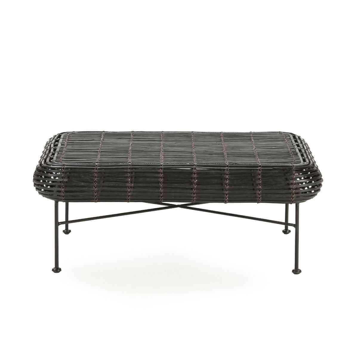 Mesa de Centro 76x91x35 cm Metal/Mimbre -- Negro/Violeta