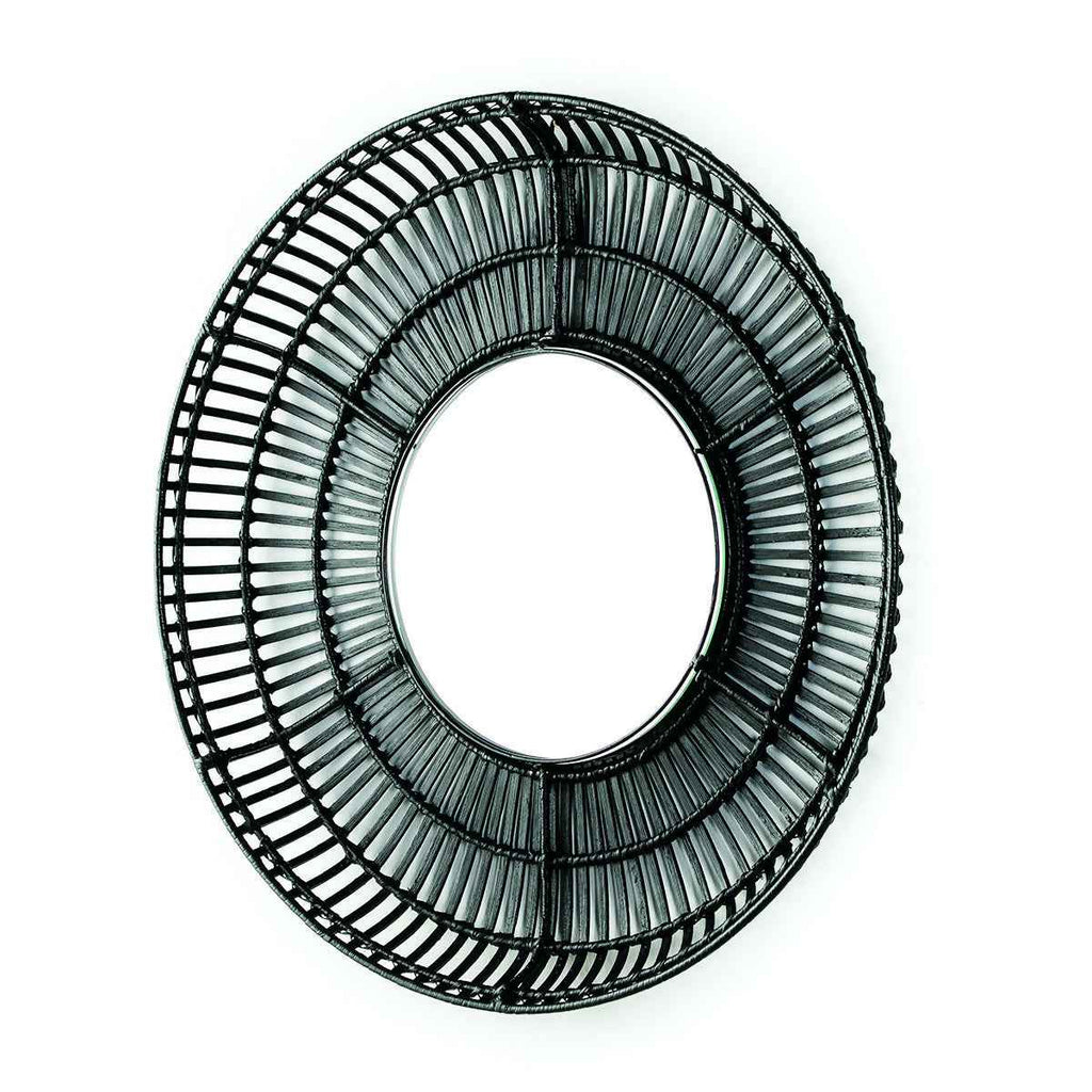Espejo 70x8x70 Cristal/Mimbre Negro