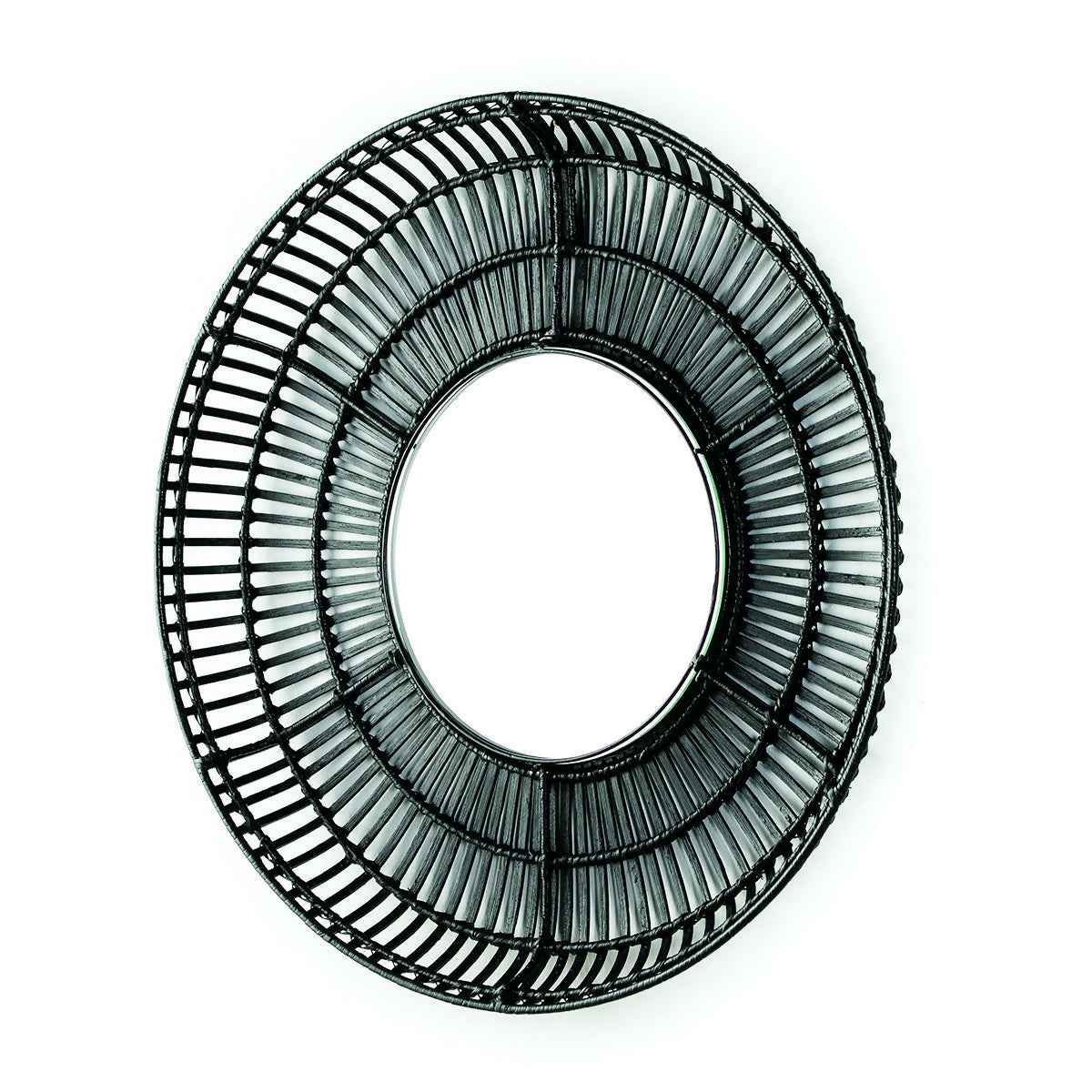 Espejo 70x8x70 Cristal/Mimbre Negro