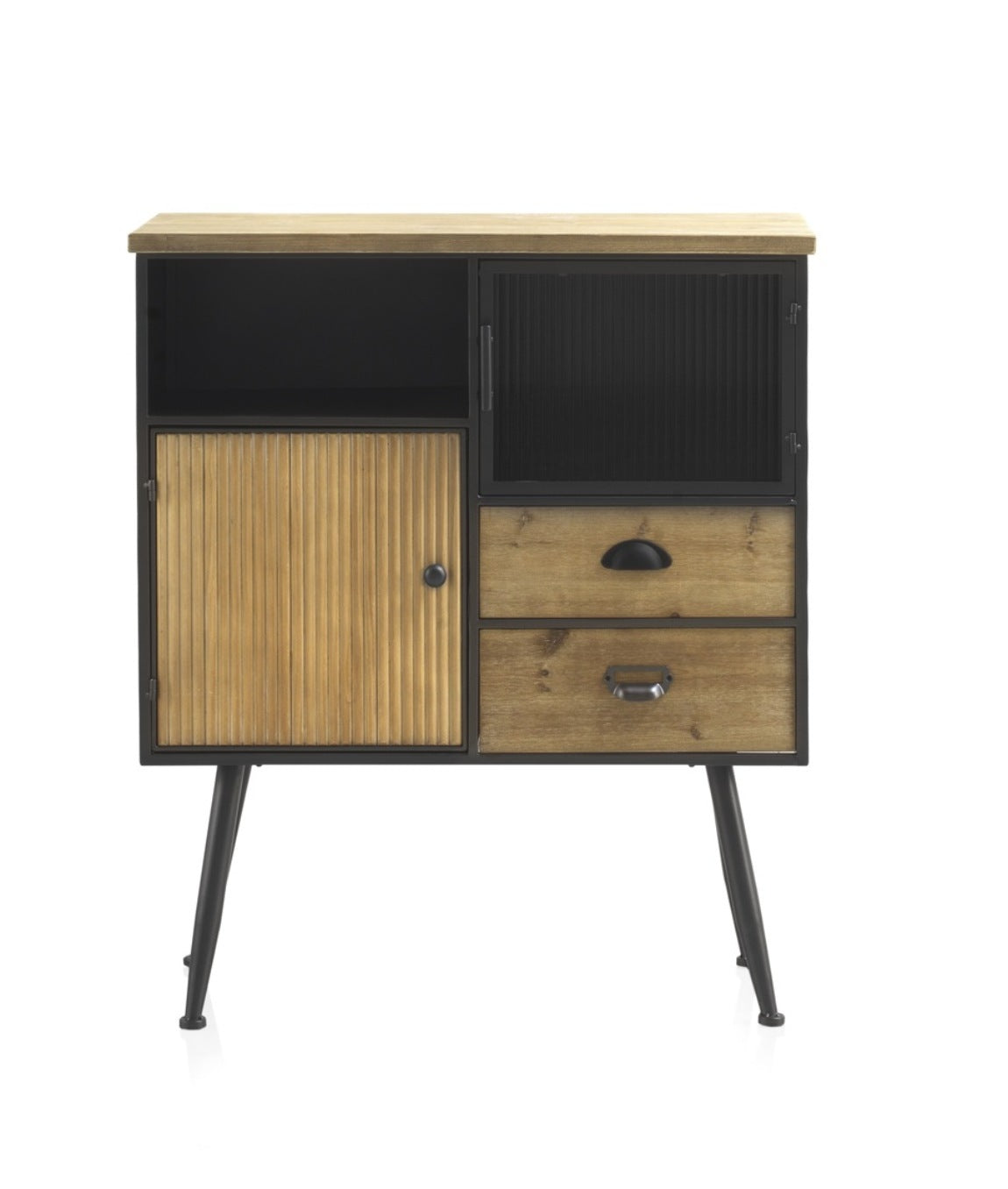 COMODA METALICA CON SOBRE DE MADERA