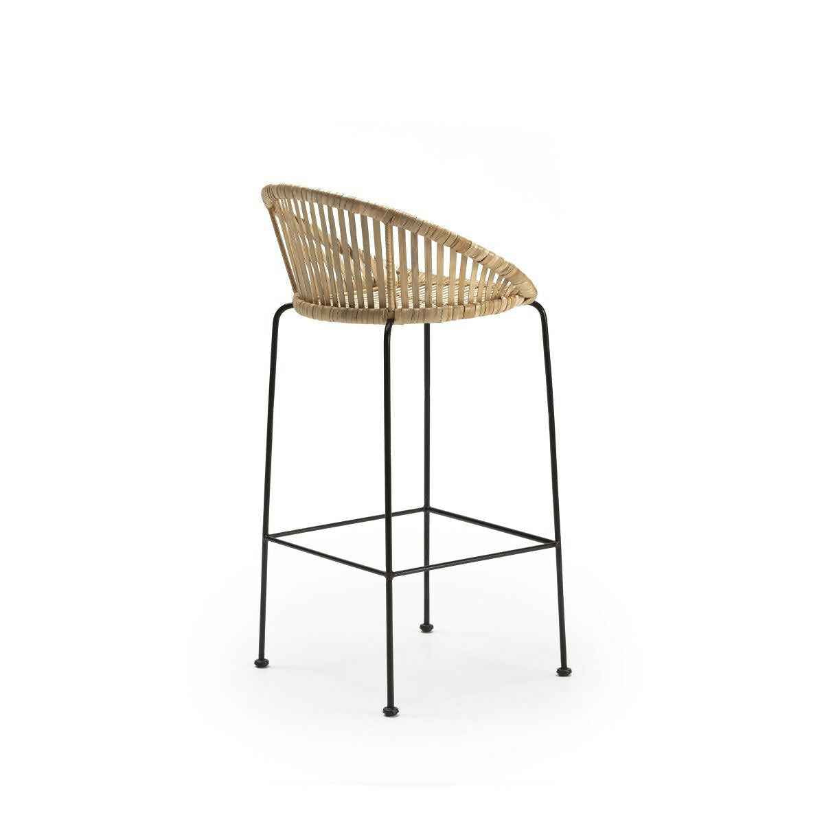 Taburete 50x54x96 Mimbre/Metal Natural/Negro