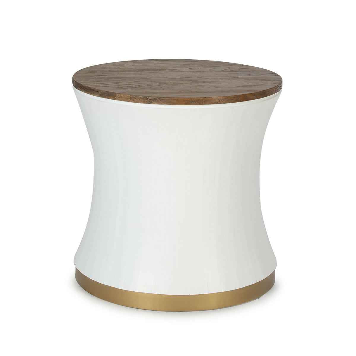 Mesa Auxiliar 60x60x60 Madera Natural/Blanco/Metal Dorado