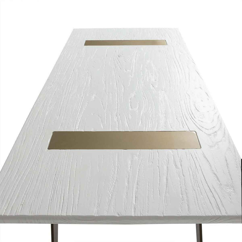 Banco 190x35x45 Madera Blanco/Metal Dorado