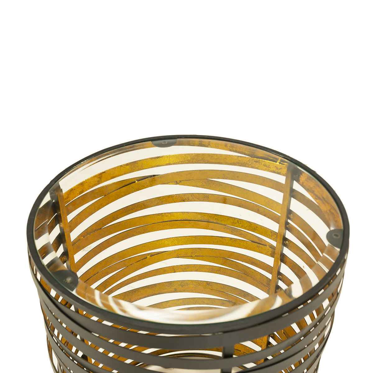 Mesa Auxiliar 40x40x56 Cristal/Metal Negro/Dorado