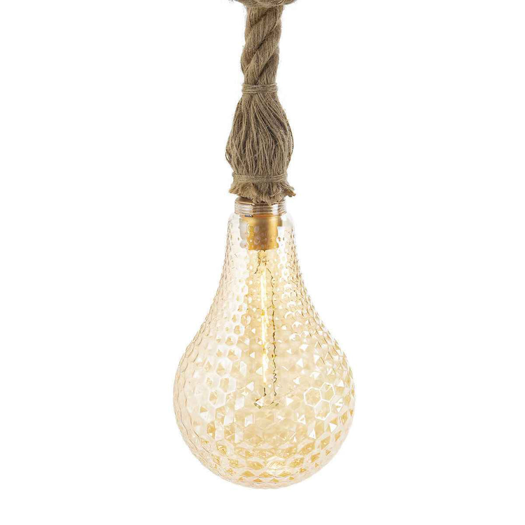Lámpara de Techo 16x16x25/175 Cristal/Cuerda Natural