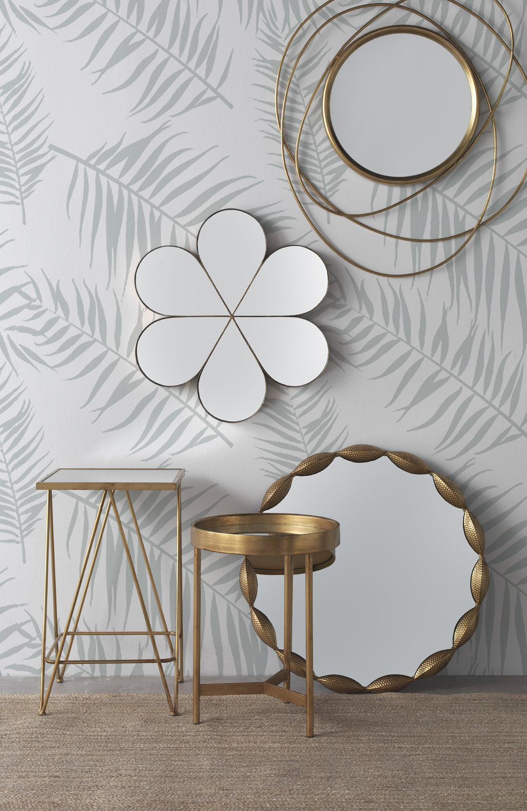 ESPEJO MURAL METAL DORADO