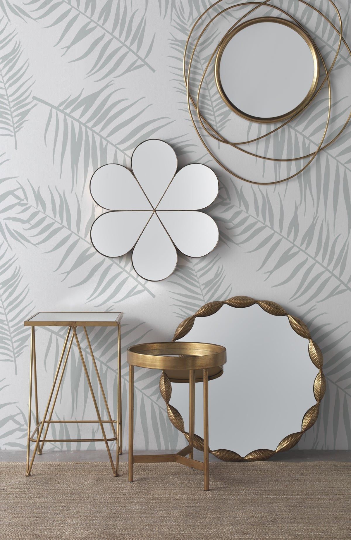 ESPEJO MURAL METAL DORADO