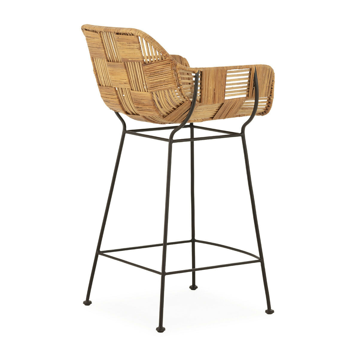 Taburete 52x51x95,50 Metal/Mimbre -- Negro/Natural