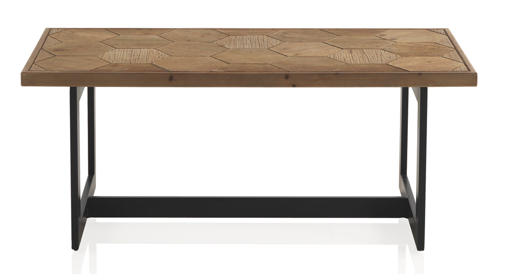 MESA CENTRO MADERA DE FRESNO CON PIE METALICO - (P30)