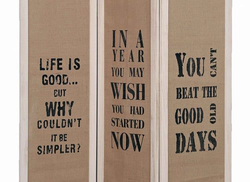 Detalle de las frases decorativas del biombo