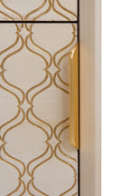 MESITA DE NOCHE 1 CAJON + 1 PUERTA CHAPADO EN ROBLE ACABADO EN MARFIL