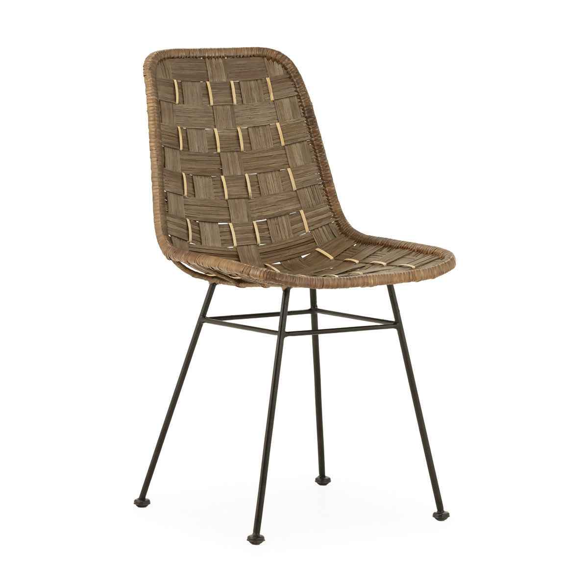 Silla 54,50x43,50x81 Mimbre/Metal -- Gris Lavado/Natural/Negro