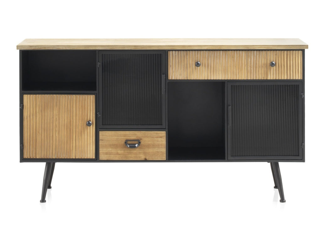 APARADOR METALICO CON SOBRE DE MADERA