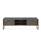 Mueble TV 176x45x55 Madera Gris/Metal Dorado