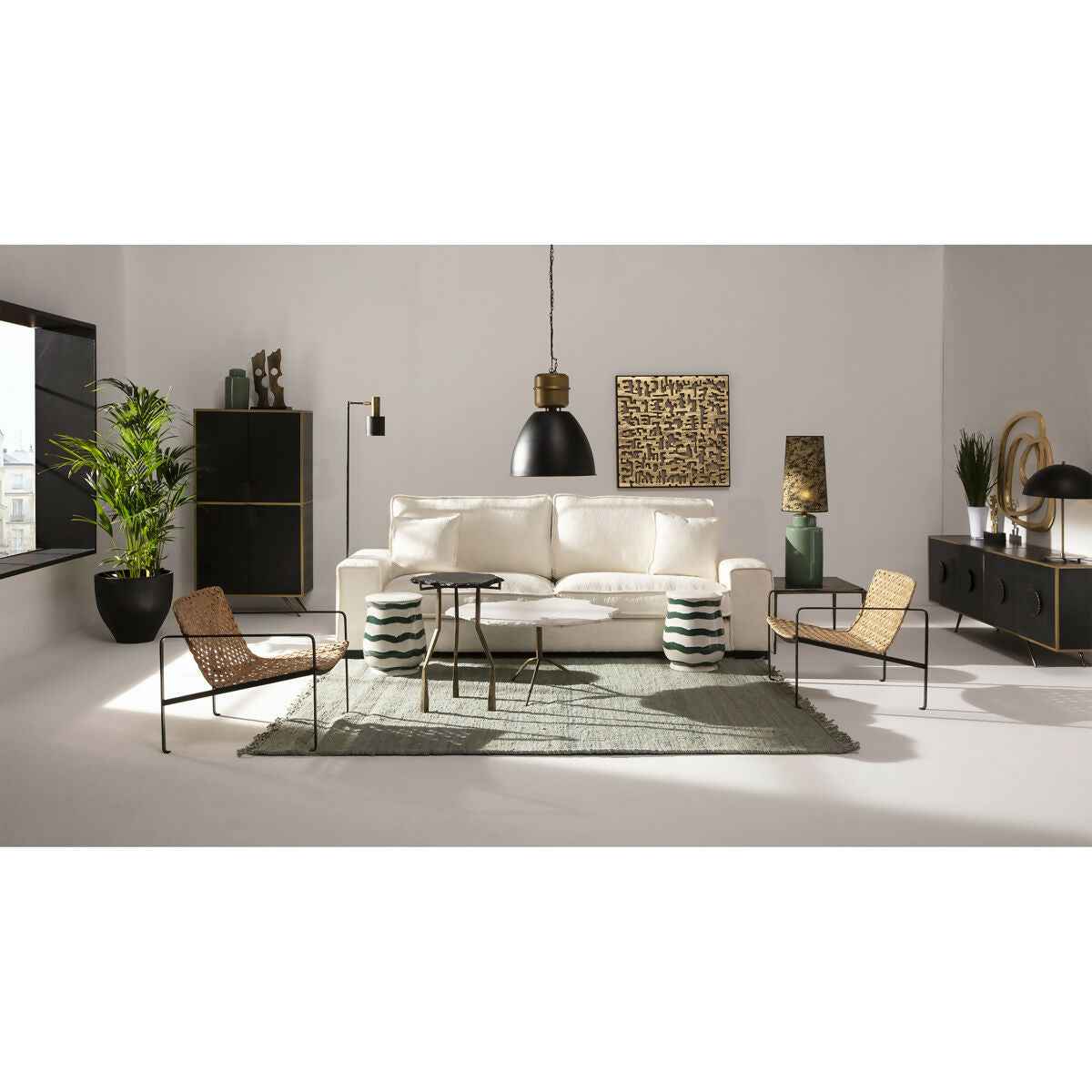 Lampara de Pie 29x24x163 Metal Dorado/Negro