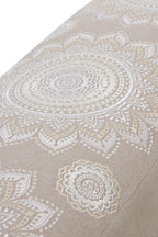 PUFF TAPIZADO ALGODON/POLIESTER PATAS DE MADERA