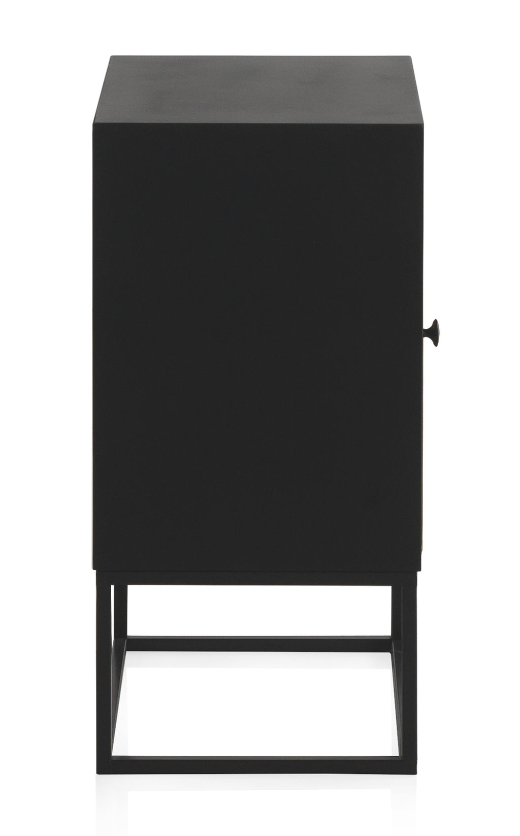 MESITA DE NOCHE MADERA LAMINADA 1 PUERTA CON BASE METALICA