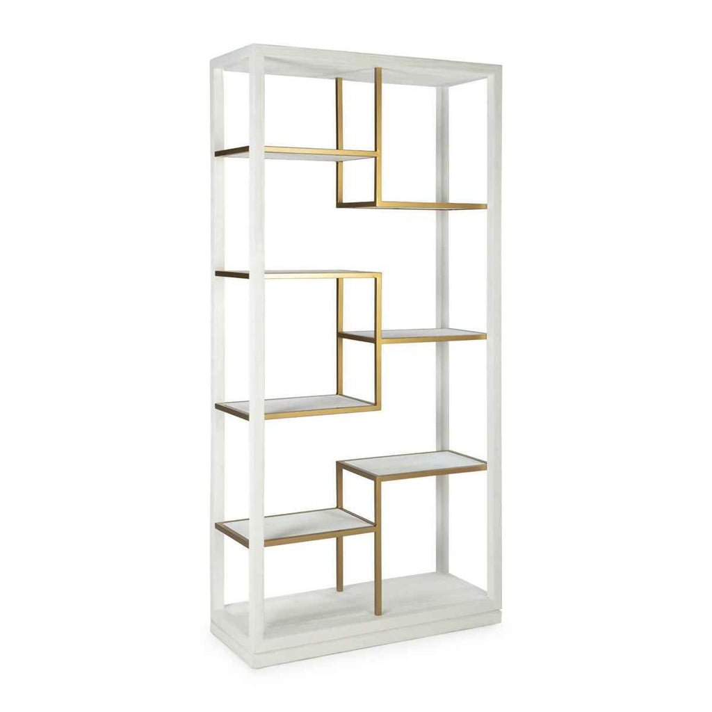 Estantería 100x40x210 Madera Blanco/Metal Dorado