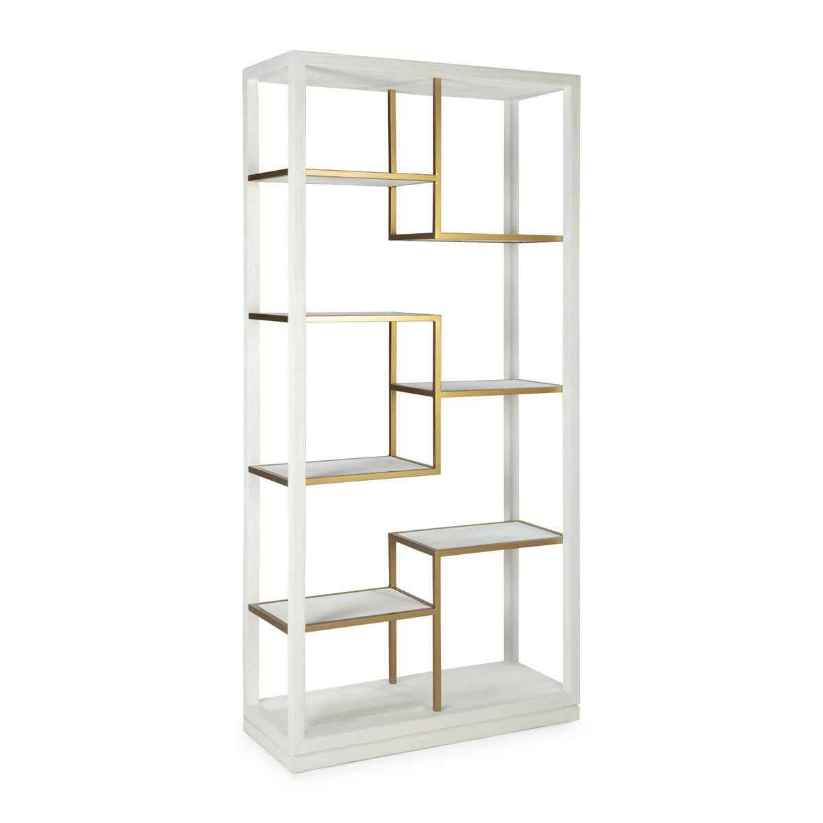 Estantería 100x40x210 Madera Blanco/Metal Dorado