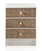 MESITA DE NOCHE 3 CAJONES MADERA DE FRESNO PATINADO BLANCO