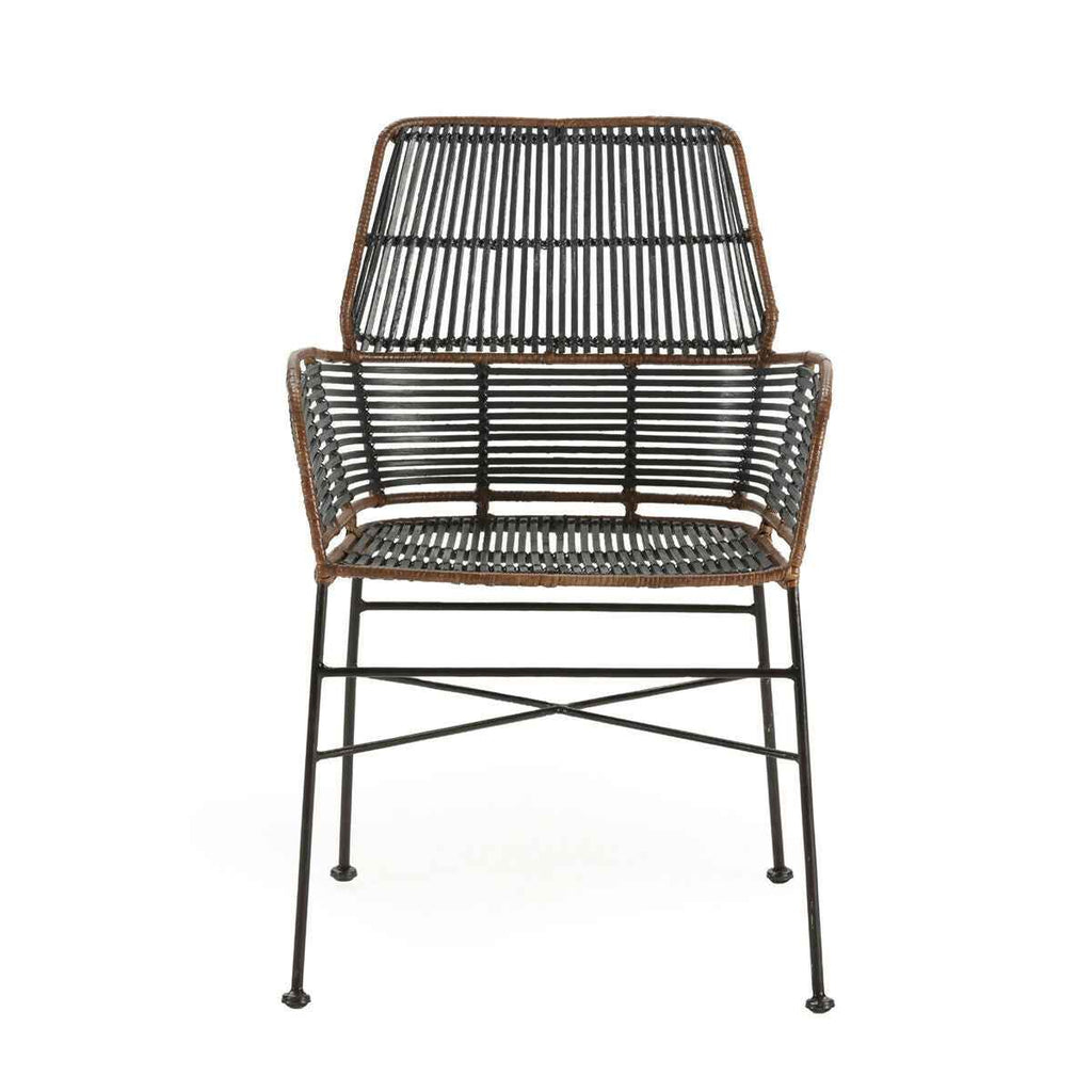 Silla 56x55x83 Metal/Mimbre -- Negro/Marrón