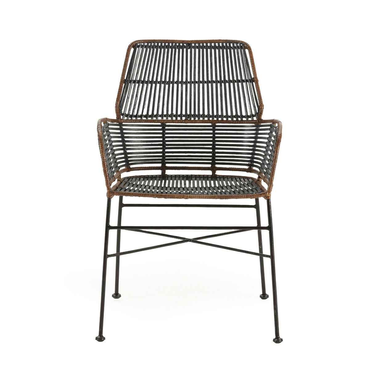 Silla 56x55x83 Metal/Mimbre -- Negro/Marrón