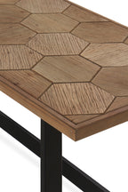 MESA CENTRO MADERA DE FRESNO CON PIE METALICO - (P30)