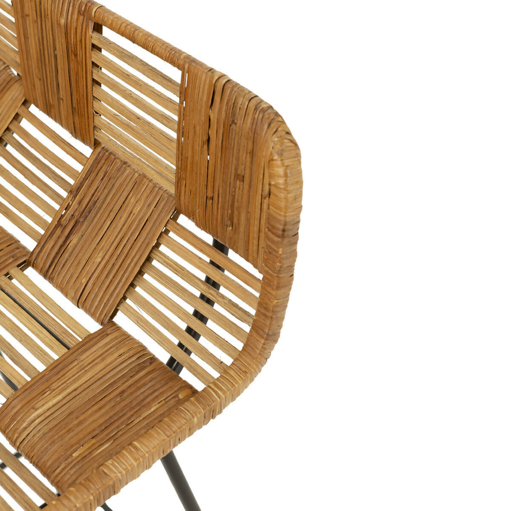 Taburete 52x51x95,50 Metal/Mimbre -- Negro/Natural