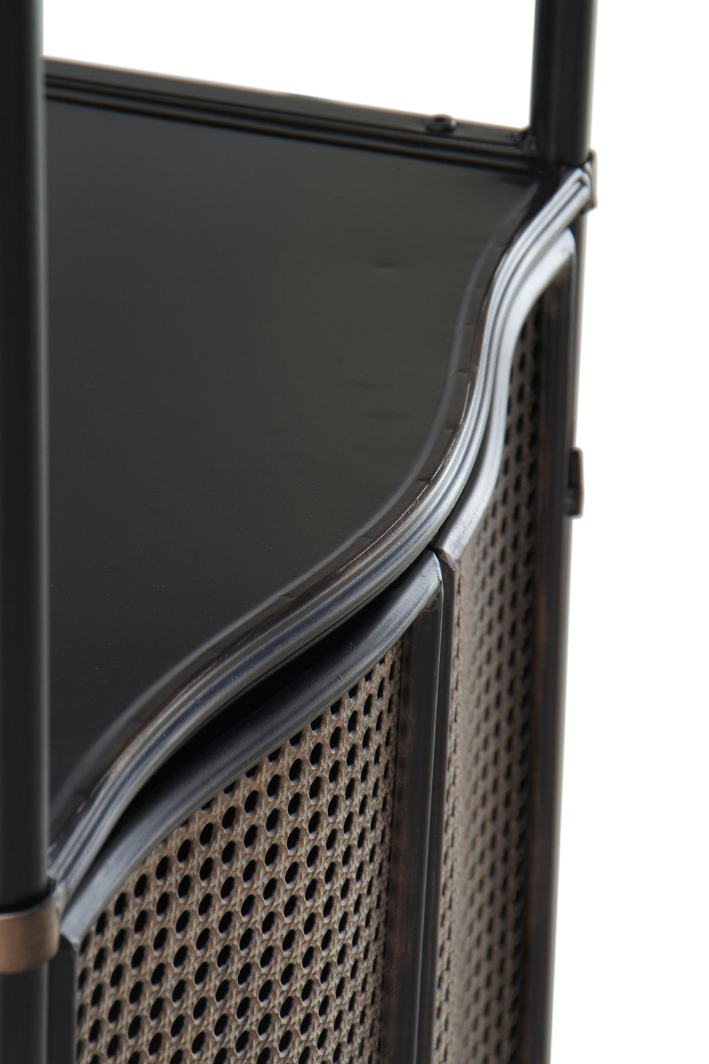 ESTANTE 2 PUERTAS EN BRONCE ESTRUCTURA METAL NEGRA