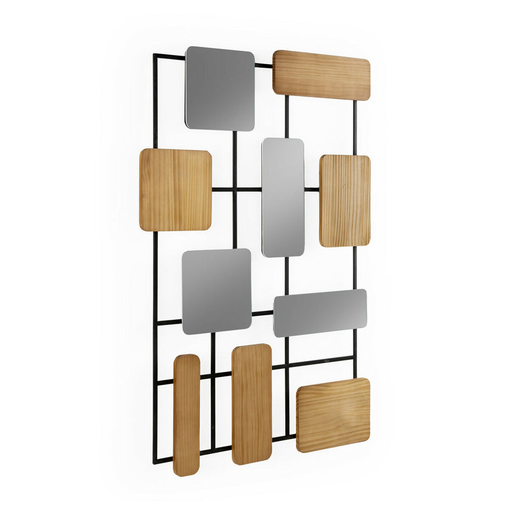 Escultura 67x1x99,5 Metal/Contrachapado de Roble/Espejo -- Negro/Natural