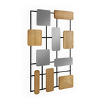 Escultura 67x1x99,5 Metal/Contrachapado de Roble/Espejo -- Negro/Natural