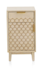 MESITA DE NOCHE 1 CAJON + 1 PUERTA CHAPADO EN ROBLE ACABADO EN MARFIL