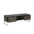 Mueble TV 176x45x55 Madera Gris/Metal Dorado
