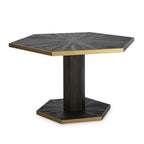 Mesa Comedor 135x117x78 Madera de Pino reciclado/Metal Gris Ceniza/Dorado