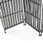 Biombo 140x2x178 Mimbre Negro/Metal Negro