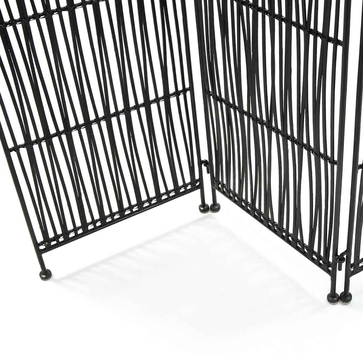 Biombo 140x2x178 Mimbre Negro/Metal Negro