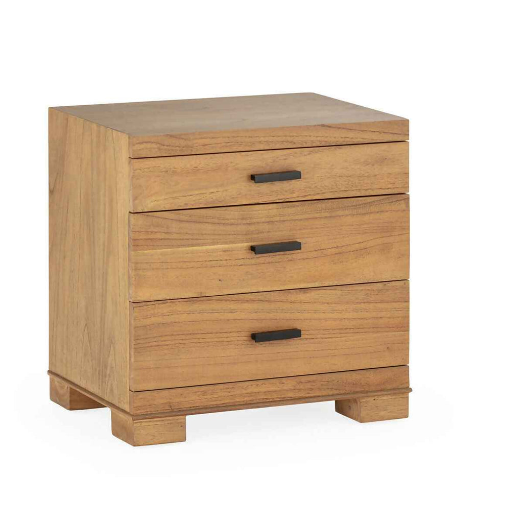 Mesita de Noche 55x40x55 Madera de Cedro/Metal -- Marrón Miel/Negro