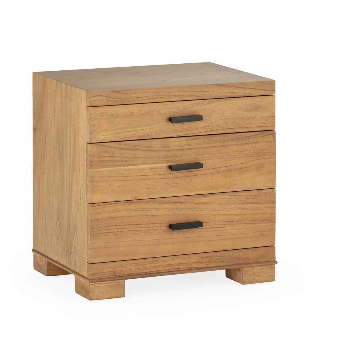 Mesita de Noche 55x40x55 Madera de Cedro/Metal -- Marrón Miel/Negro