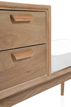 BANCO CON COJIN Y 2 CAJONES MADERA DE FRESNO NATURAL