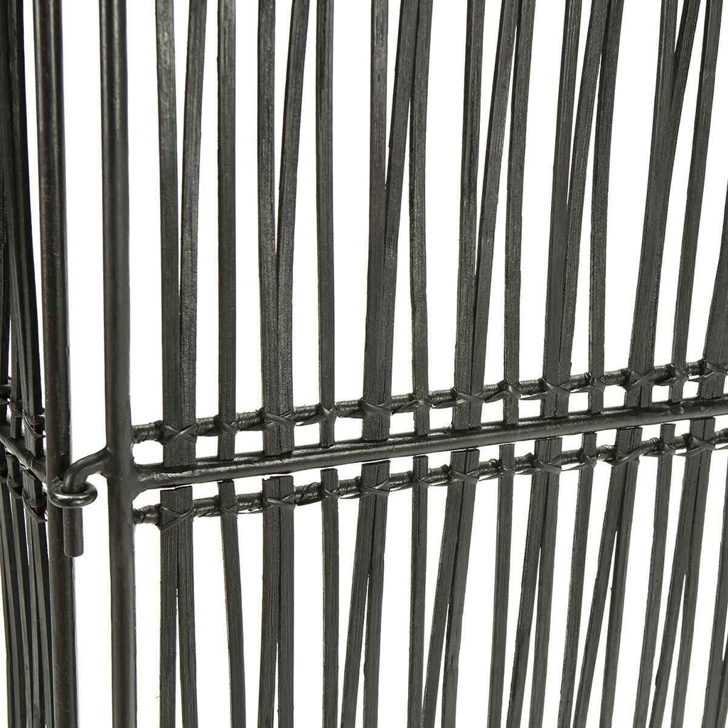 Biombo 140x2x178 Mimbre Negro/Metal Negro