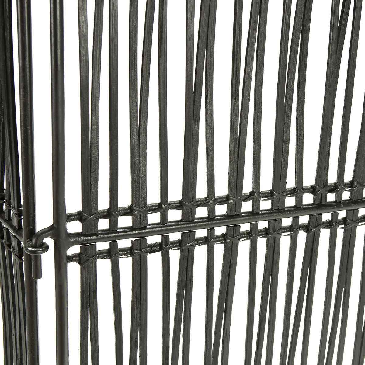 Biombo 140x2x178 Mimbre Negro/Metal Negro