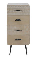 SINFONIER MADERA NATURAL 4 CAJONES PATAS METALICAS NEGRAS