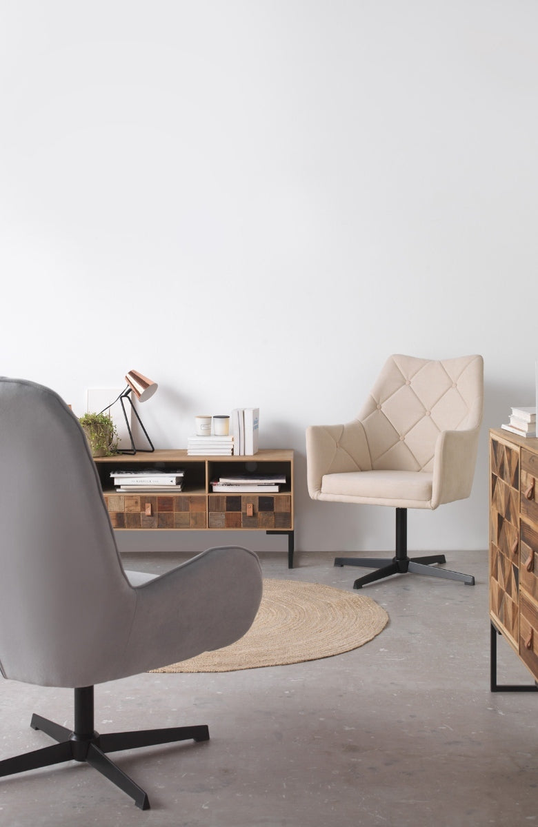 SILLON GIRATORIO TAPIZADO, PATAS METALICAS