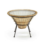 Mesa de Centro 68x68x50 Mimbre/Metal Natural/Negro