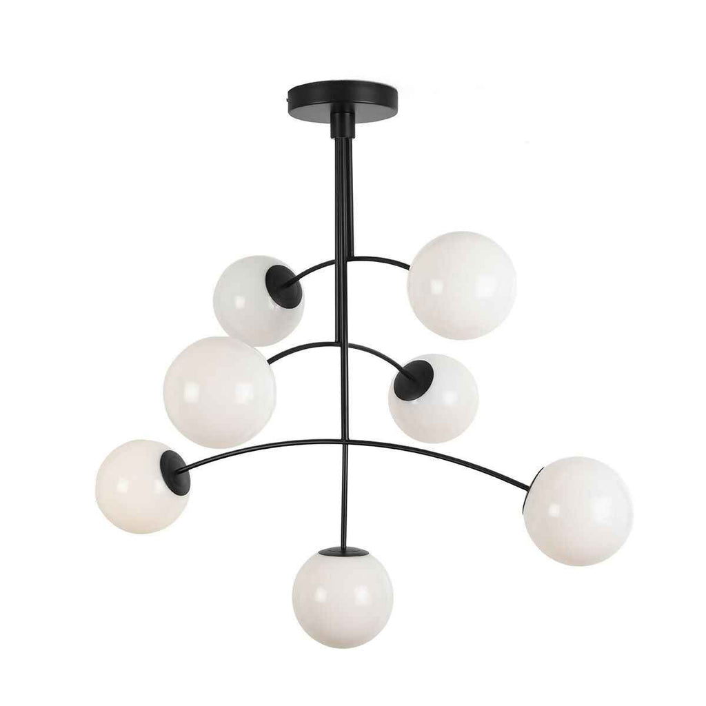 Lámpara de Techo 115x90x110 Cristal Blanco/Metal Negro