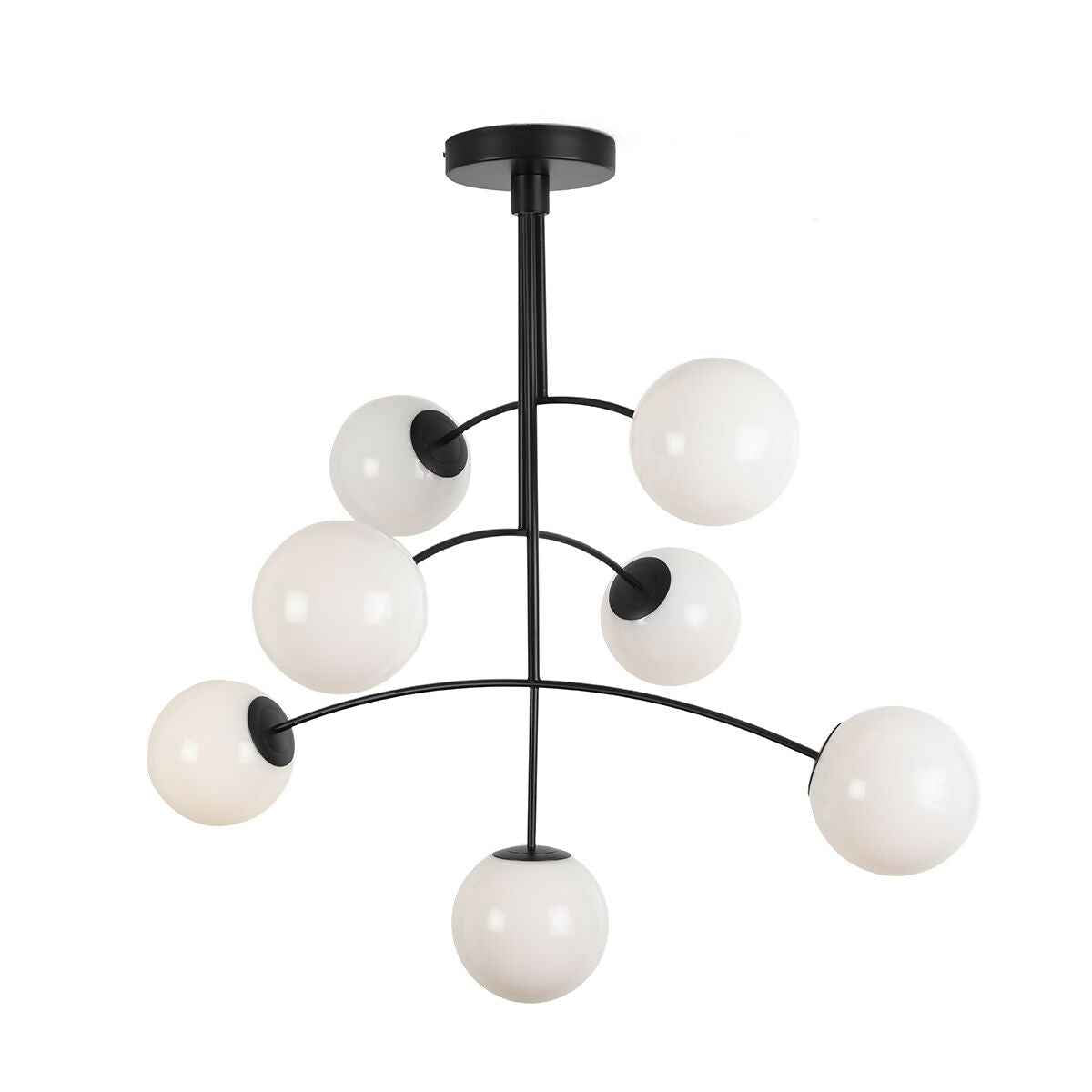 Lámpara de Techo 115x90x110 Cristal Blanco/Metal Negro