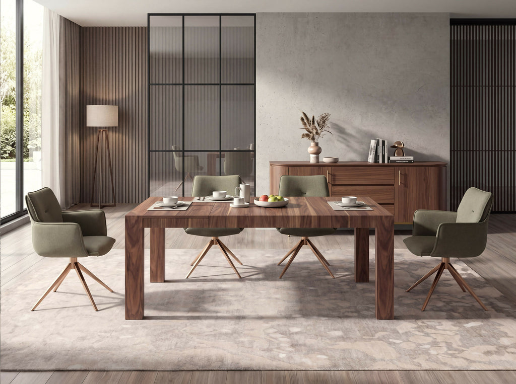Mesa de comedor extensible rectangular de nogal de Ángel Cerdá, vista adicional 4
