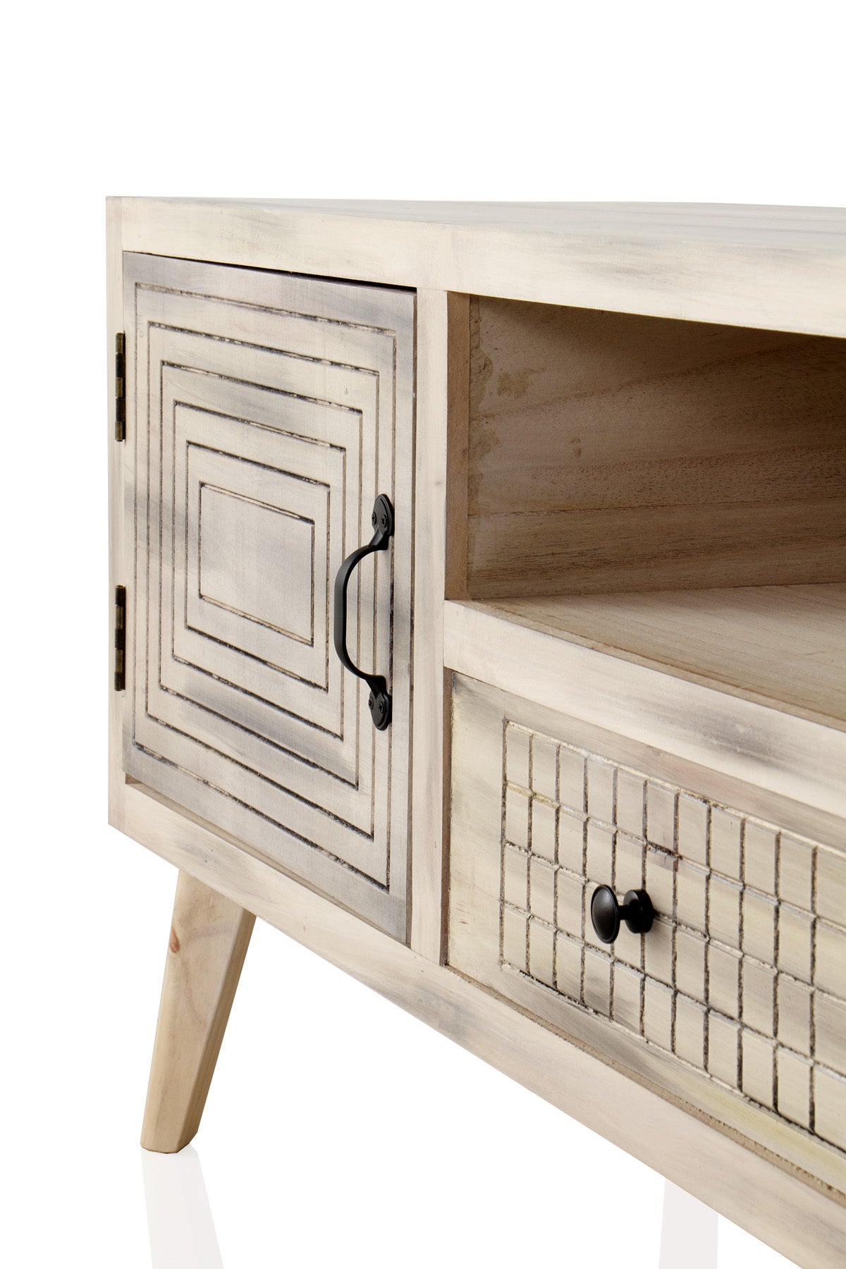 MUEBLE TV MADERA DE ALAMO COLOR NATURAL PATAS DE PINO MACIZO