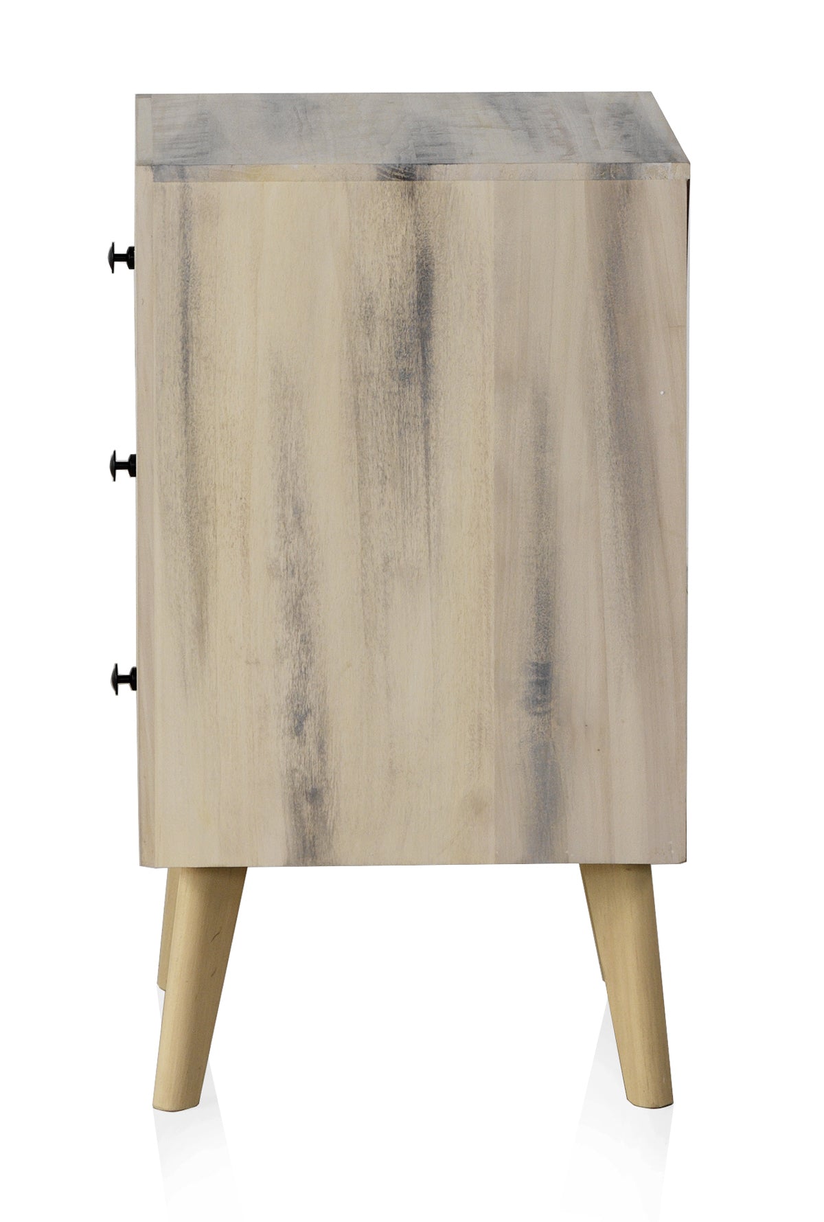 MESITA DE NOCHE MADERA DE ALAMO COLOR NATURAL, PATAS PINO MACIZO