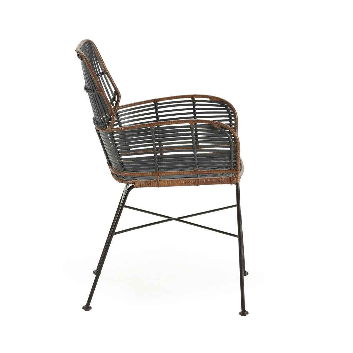 Silla 56x55x83 Metal/Mimbre -- Negro/Marrón